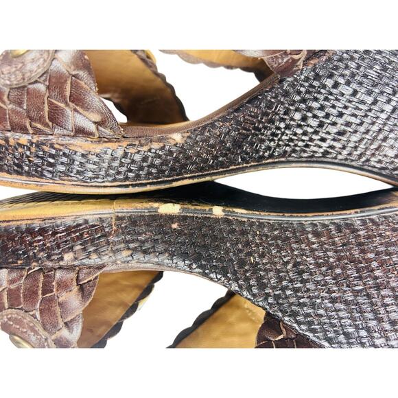 Nurture Women's Brown Alto Wedge Slip On Double Strap Buckle Heels Sandals 8M - Picture 8 of 11